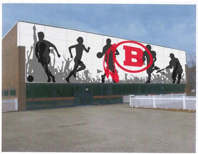 Barnstable high school recreation center with custom digitally printed phenolic panels