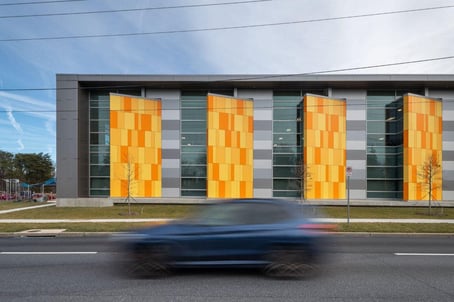 Sunshades/louvers example on a library