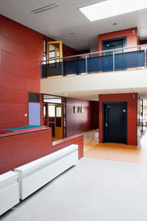 Examples of High-Traffic Spaces Where HPL Cladding Thrives - School Lobby and Hallway