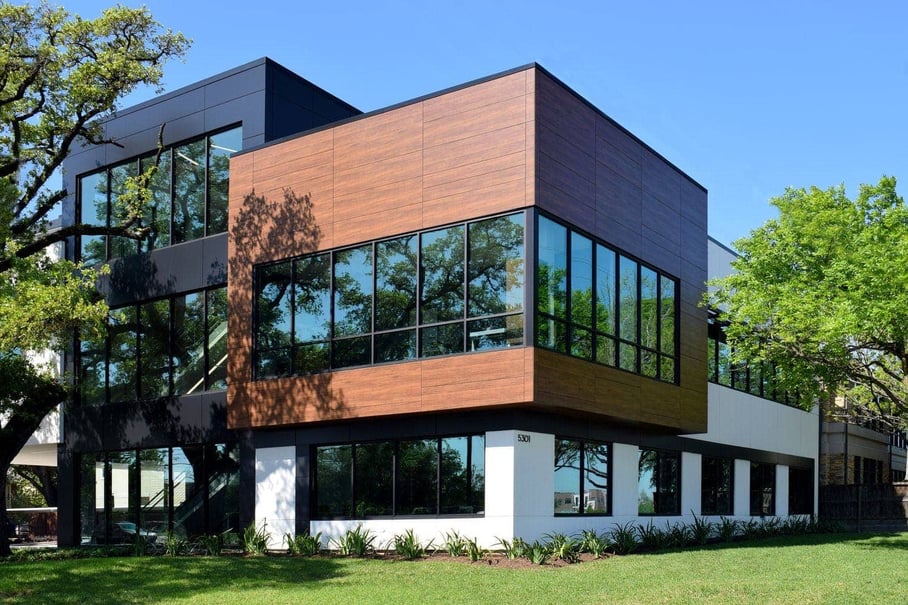 Edifis Office Building in Texas using Fundermax woodgrain phenolic panels