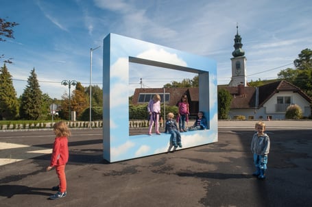 Fundermax panels are so durable, they can handle even children playing on them, like this project at a kindergarten