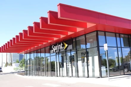 Phenolic sunshade application in Red on a Sprint store