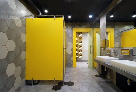 Example of interior phenolic panels application of Interior Plus bathroom partitions