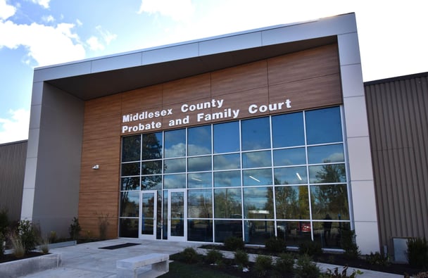 Middlesex county court with exterior phenolic panels and a concealed fastener.