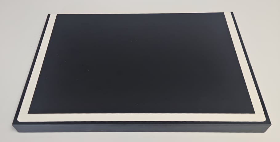 Mock-up of PTI's Fundermax Beyond ADA white perimeter visual aid 